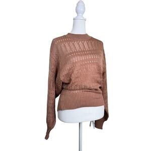 Berries Open Knit Sweater Vintage Women M Coastal Grandma Dusty Rose Cottagecore